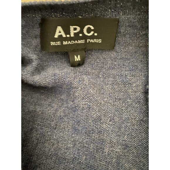 A.P.C. Rue Madame Paris Mens Blue Stripe Wool Sweater M Normcore Preppy Classic - Picture 5 of 7